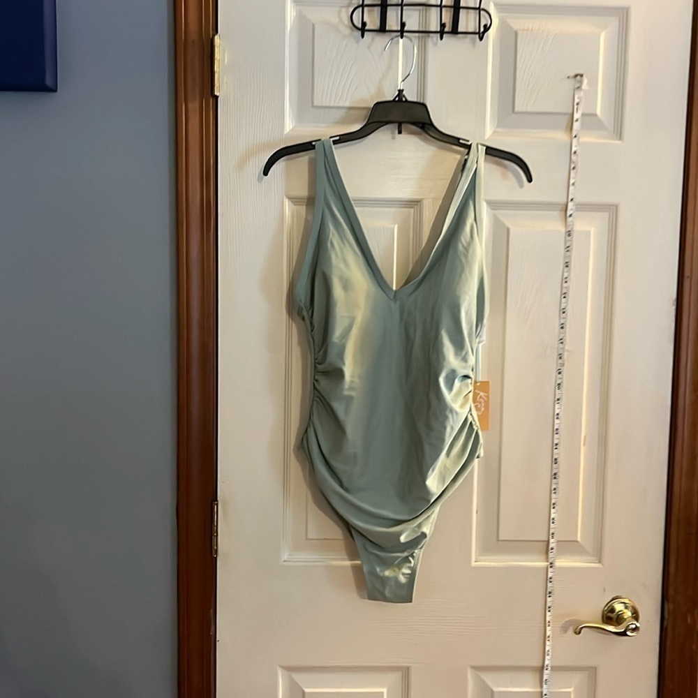 NWT-Kona Sol-16W--greenV-neck, cheeky, adjustable straps, one piece swimsuit. - Picture 2 of 12